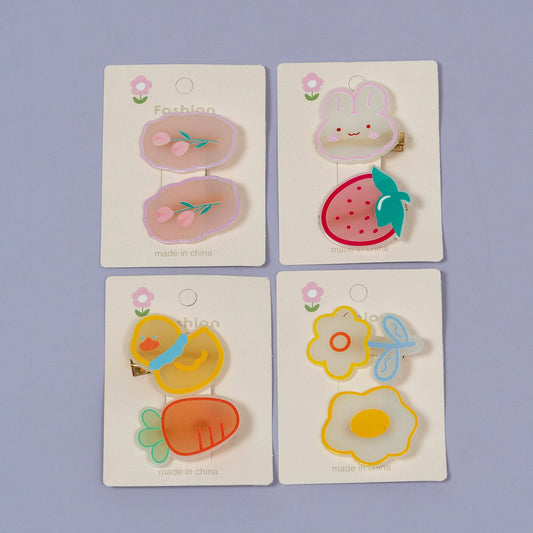 Cute Bunny & Fruit Hair Clip Set (1Dz) - UBKWS2229