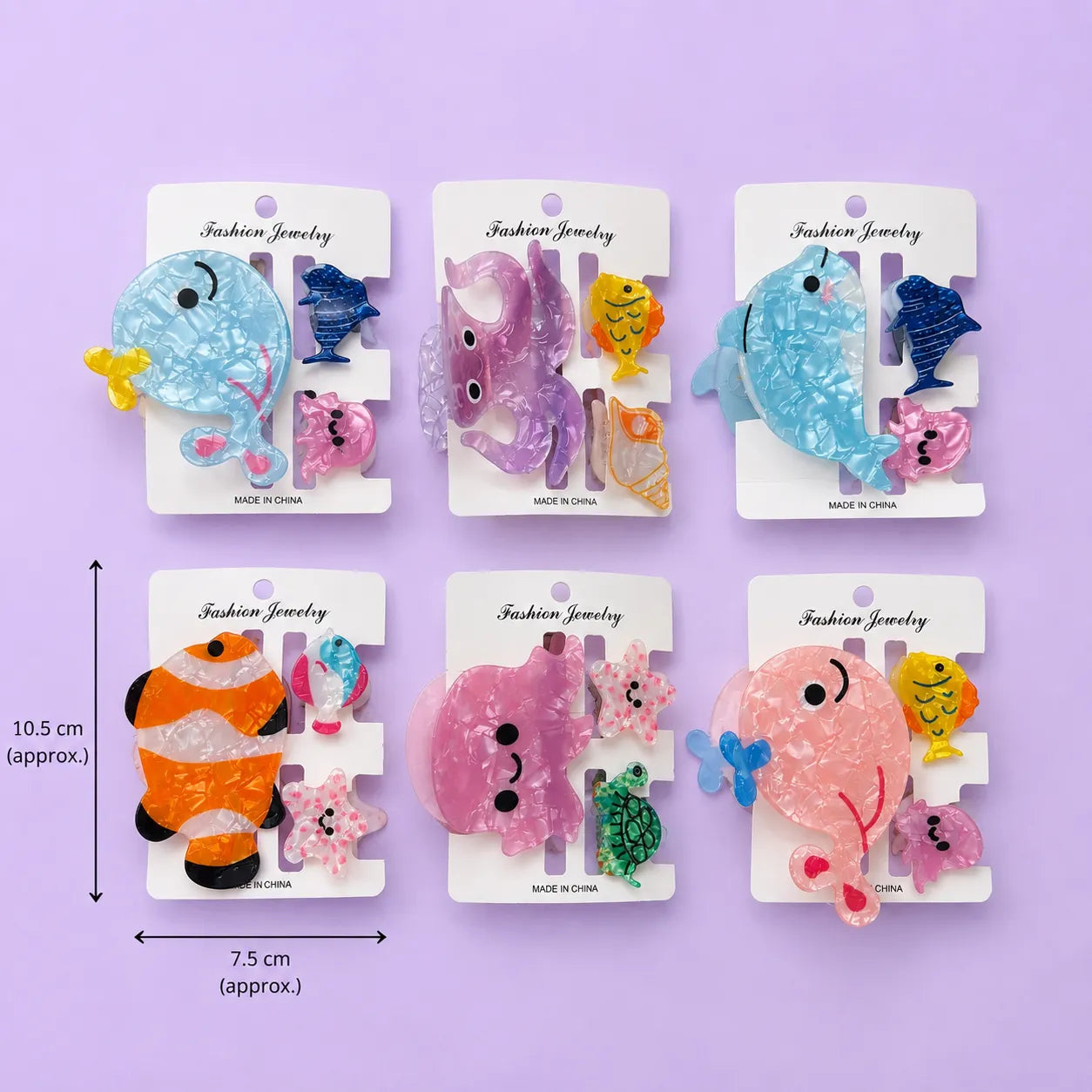 Acrylic Hair claw combo (6 Card) - UBKWS2864