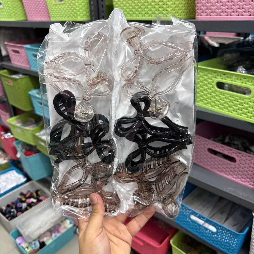 XL Glossy Bow Hair Claw (1Dz) - UBKWS2454