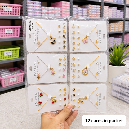 Korean earrings & necklace set (1Dz) - UBKWS4174