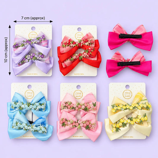 Floral Embroidered Bow Hair Clips (1Dz) – UBK4284