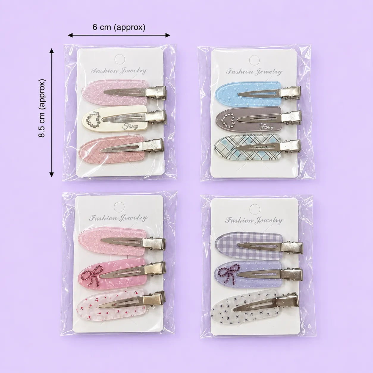3 pc Korean glitter hair pins  (1Dz) - UBKWS4225