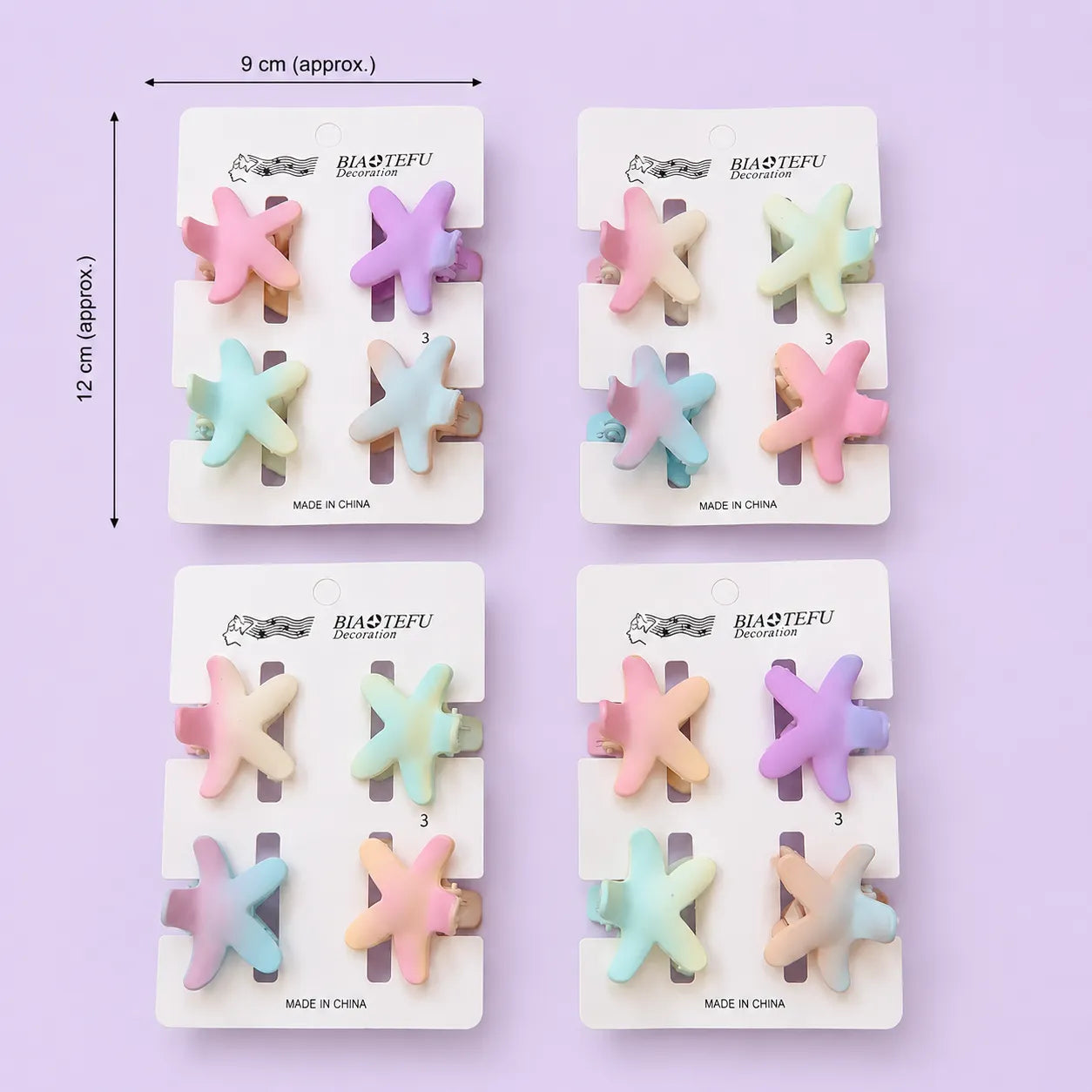 Mini Gradient star hair claw card (1Dz) - UBKWS2902