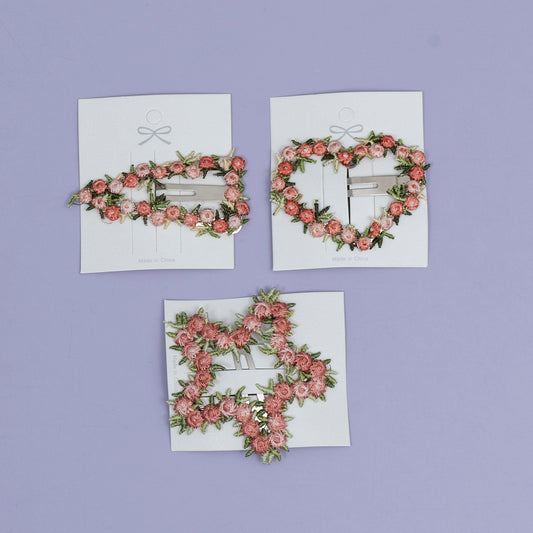 Floral Heart Hair Clip (1Dz) - UBKWS2513