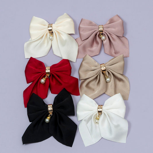 Elegant Pearl Drop Bow Hair Clip (1Dz) - UBKWS2233