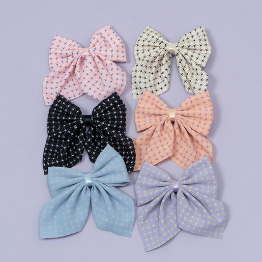 Printed Fabric Bow Hair Clip (1Dz) - UBKWS2234