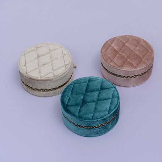 Textured Round Velvet Jewellery Box (3Pcs) - UBKWS2517