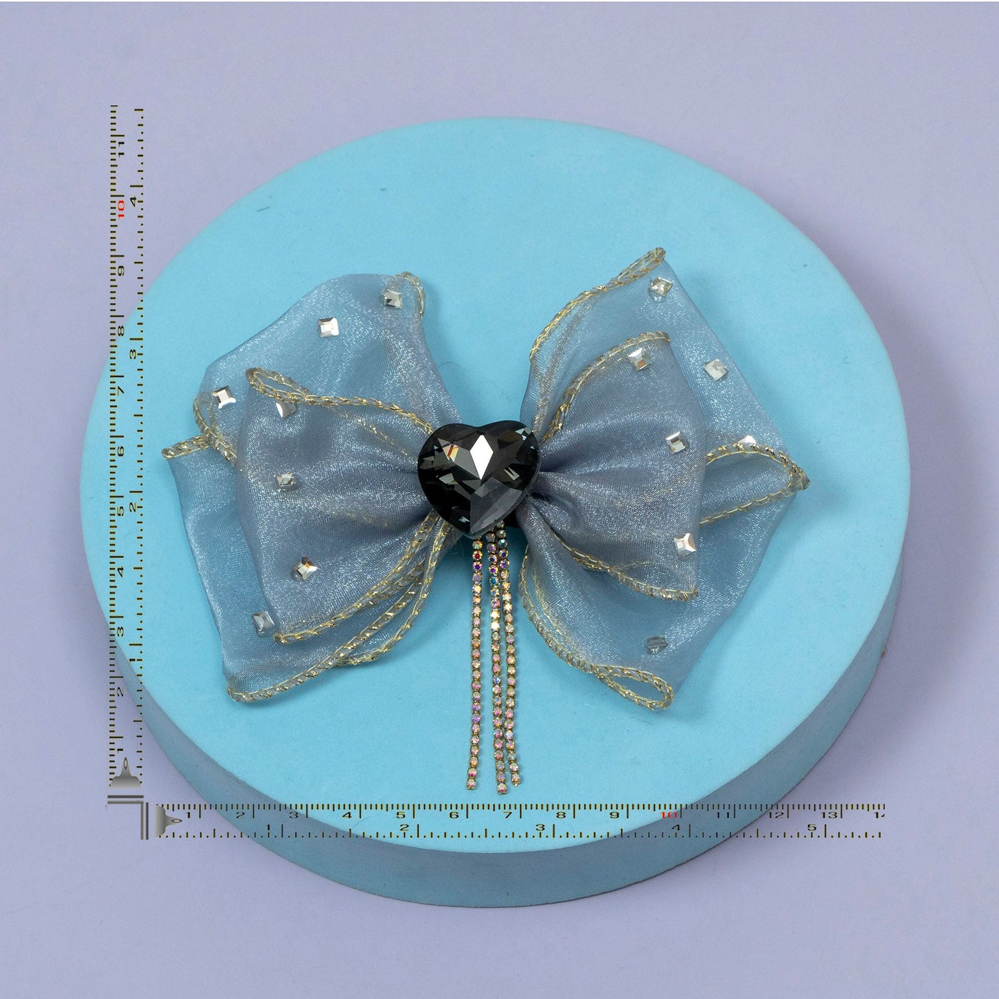 Crystal Heart Organza Bow Hair Clip (6Pcs) - UBKWS2240