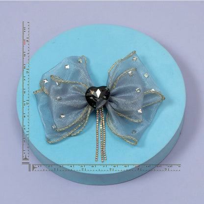 Crystal Heart Organza Bow Hair Clip (6Pcs) - UBKWS2240