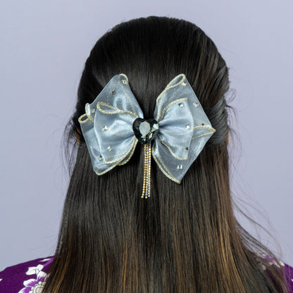 Crystal Heart Organza Bow Hair Clip (6Pcs) - UBKWS2240