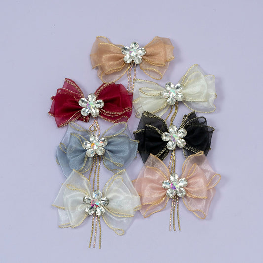 Organza Crystal Bow Hair Clip (6Pcs) - UBKWS2241