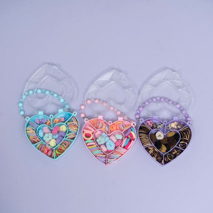 Heart Kids Hair Accessories Organizer Box with Beaded Handle (1Dz) - UBKWS2376)