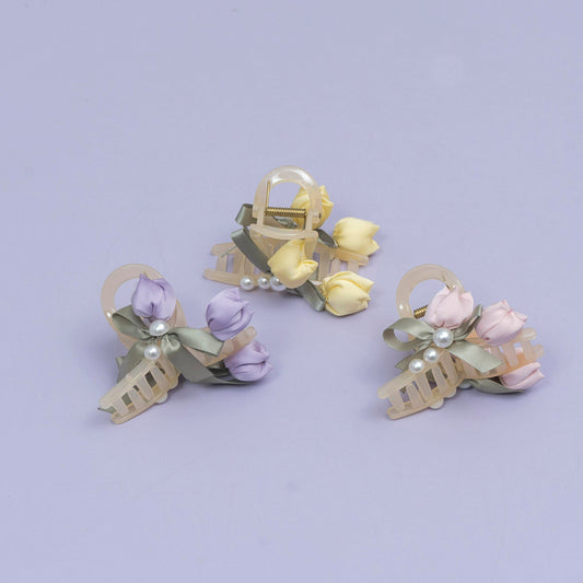 Tulip Floral Pearl Hair Claw (1Dz) - UBKWS2537