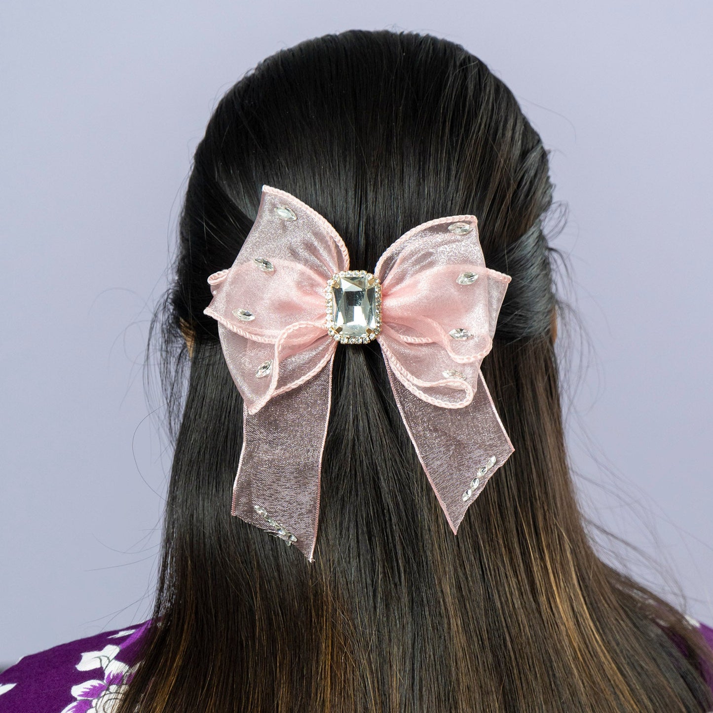 Organza Stone Bow Hair Clip (1Dz) - UBKWS2242