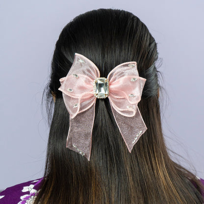 Organza Stone Bow Hair Clip (1Dz) - UBKWS2242