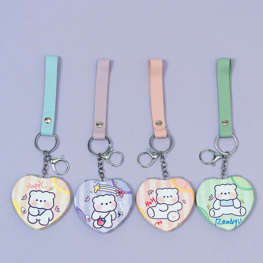 Heart Shape Soft PU Compact Mirror with Strap (1Dz) - UBKWS2253