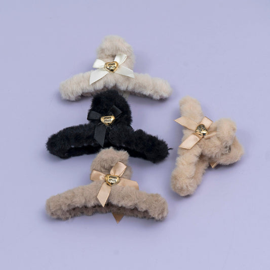 Fur Bow Hair Claw (1Dz) - UBKWS2541