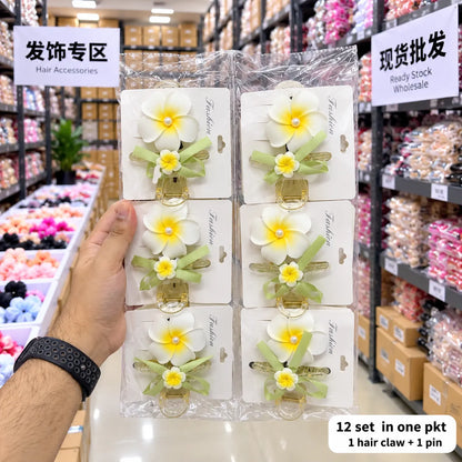 Plumeria Flower Hair Claw & Pin Set (1Dz) – UBKWS4300