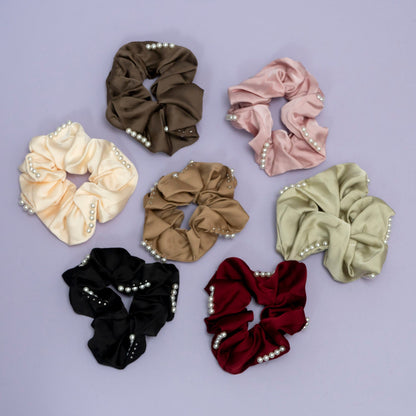 Pearl Satin Hair Scrunchie (1Dz) - UBKWS2284