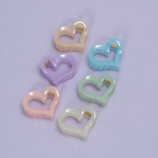 Heart Shape Acrylic Hair Claw Clip (1Dz) - UBKWS2292