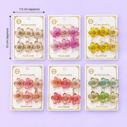 Korean flower hair pins  (1Dz) - UBKWS4227