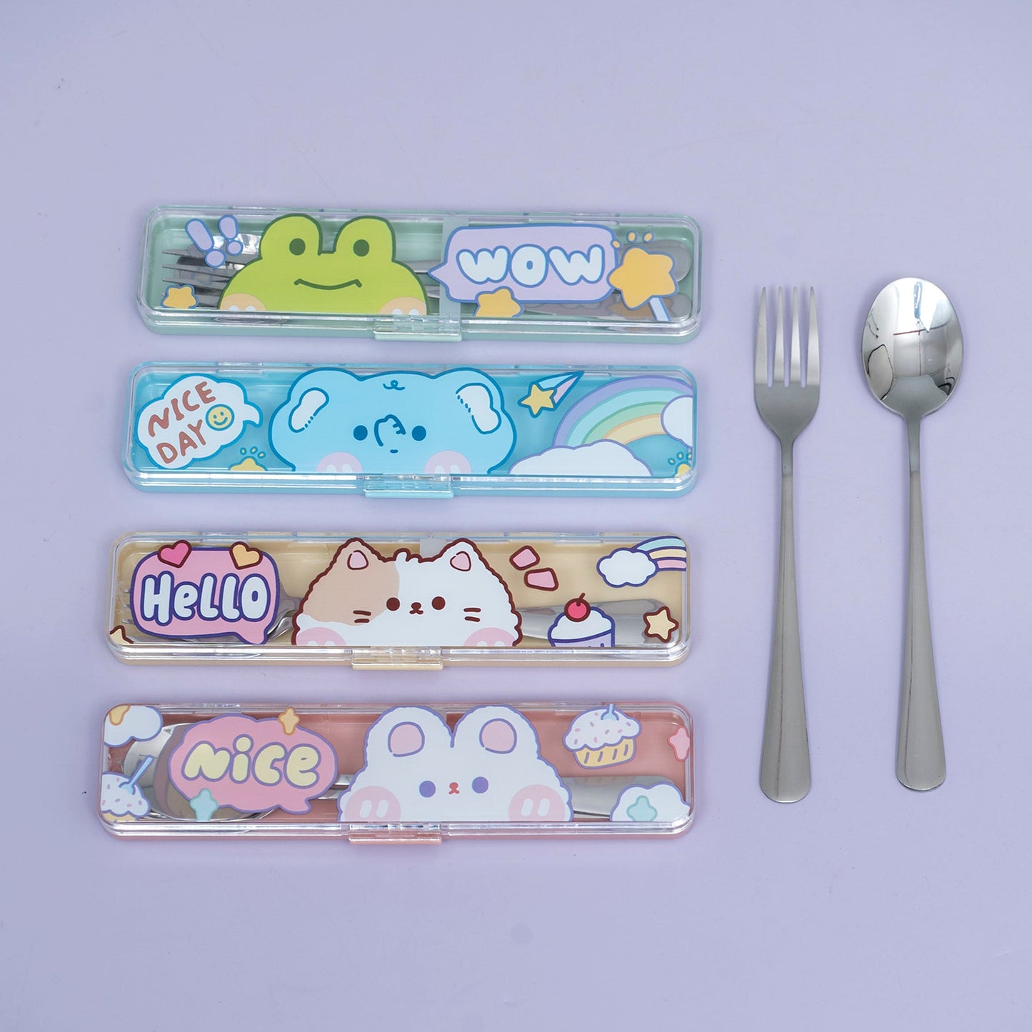 Cartoon Spoon & Fork Set with Case – UBK3694