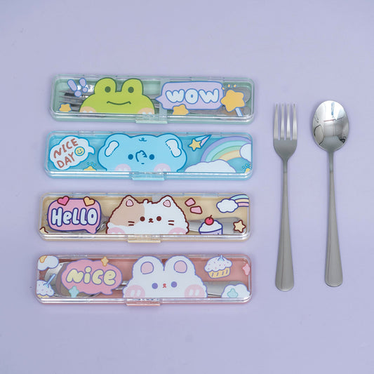 Cartoon Spoon & Fork Set with Case – UBK3694