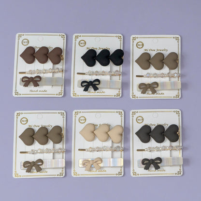 Matte Heart & Bow Hair Pin Set (12 Sets) - UBKWS1187