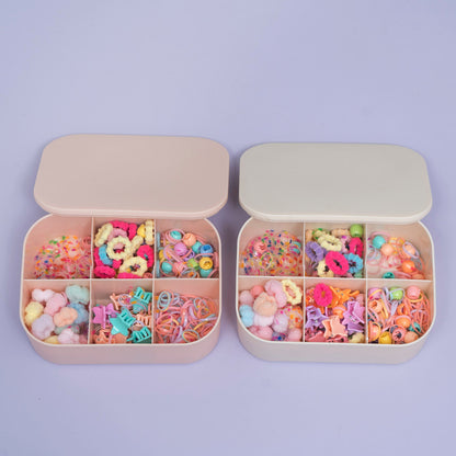 Kids Multi-Section Hair Accessories Organizer Box with Mirror (6Pcs) - UBKWS2384