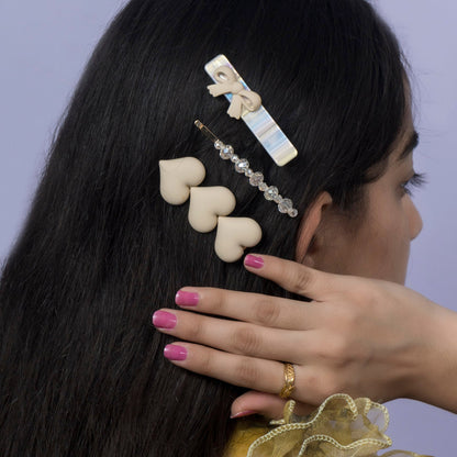 Matte Heart & Bow Hair Pin Set (12 Sets) - UBKWS1187