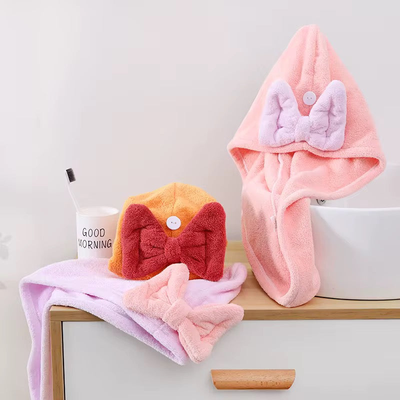 Bow Hair Drying Towel Cap (12Pcs) - UBKWS1167