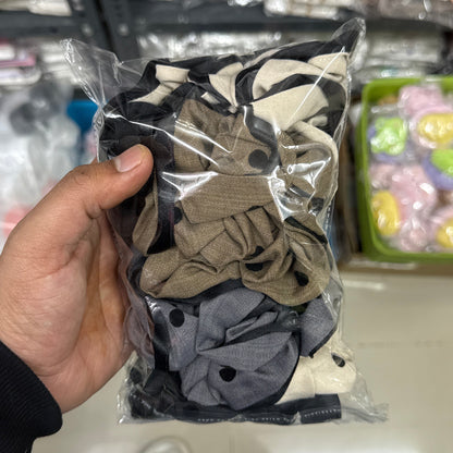 Polka Dot Sheer Edge Hair Scrunchie (12 Pcs) - UBKWS1123