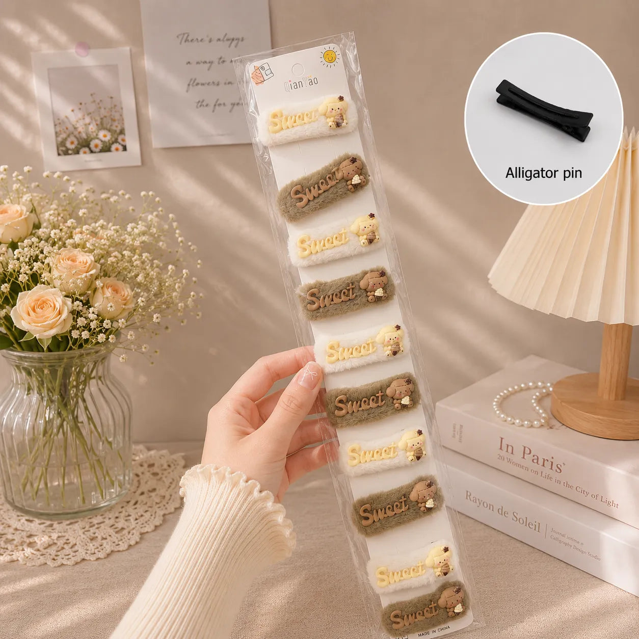 Printed hair bow (10 Pcs) - UBKWS0011-E