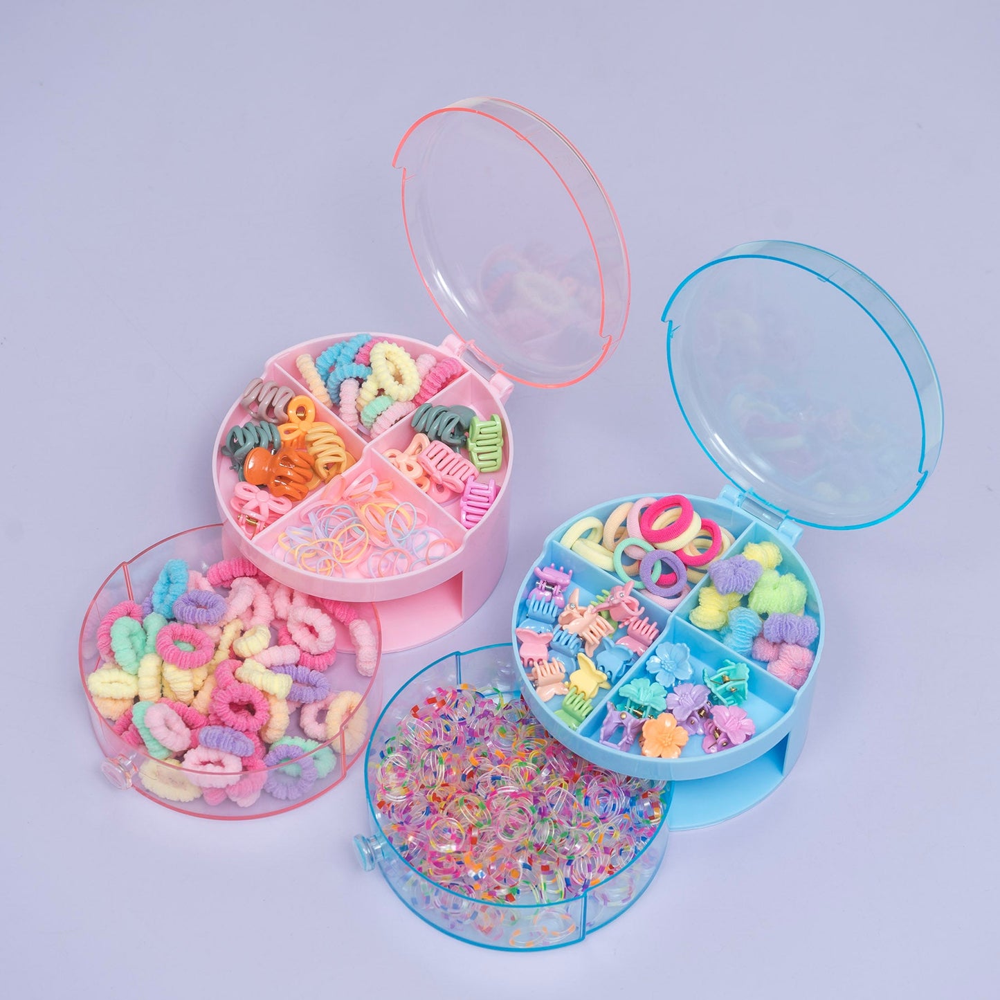 Kids 2-Layer Round Hair Accessories Storage Box Set – UBK3691