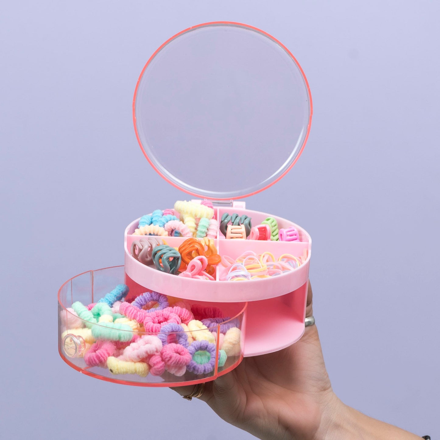 Kids 2-Layer Round Hair Accessories Storage Box Set – UBK3691