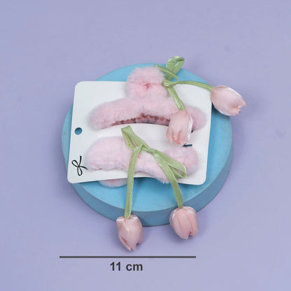Fur Tulip Hair Claw & scrunchies combo (1Dz) - UBKWS2547