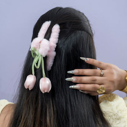 Fur Tulip Hair Claw & scrunchies combo (1Dz) - UBKWS2547