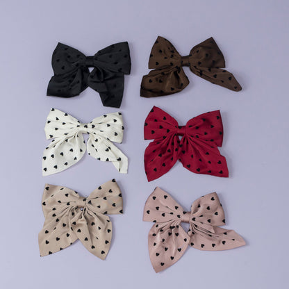 Heart Print Fabric Bow (12Pcs) - UBKWS1192