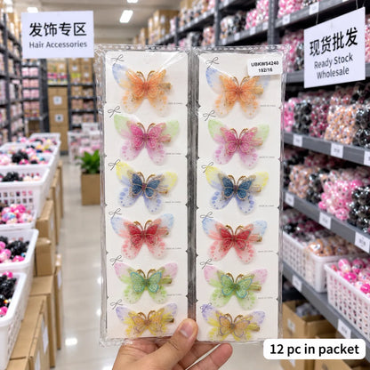 Butterfly alligator hair pins  (1Dz) - UBKWS4240