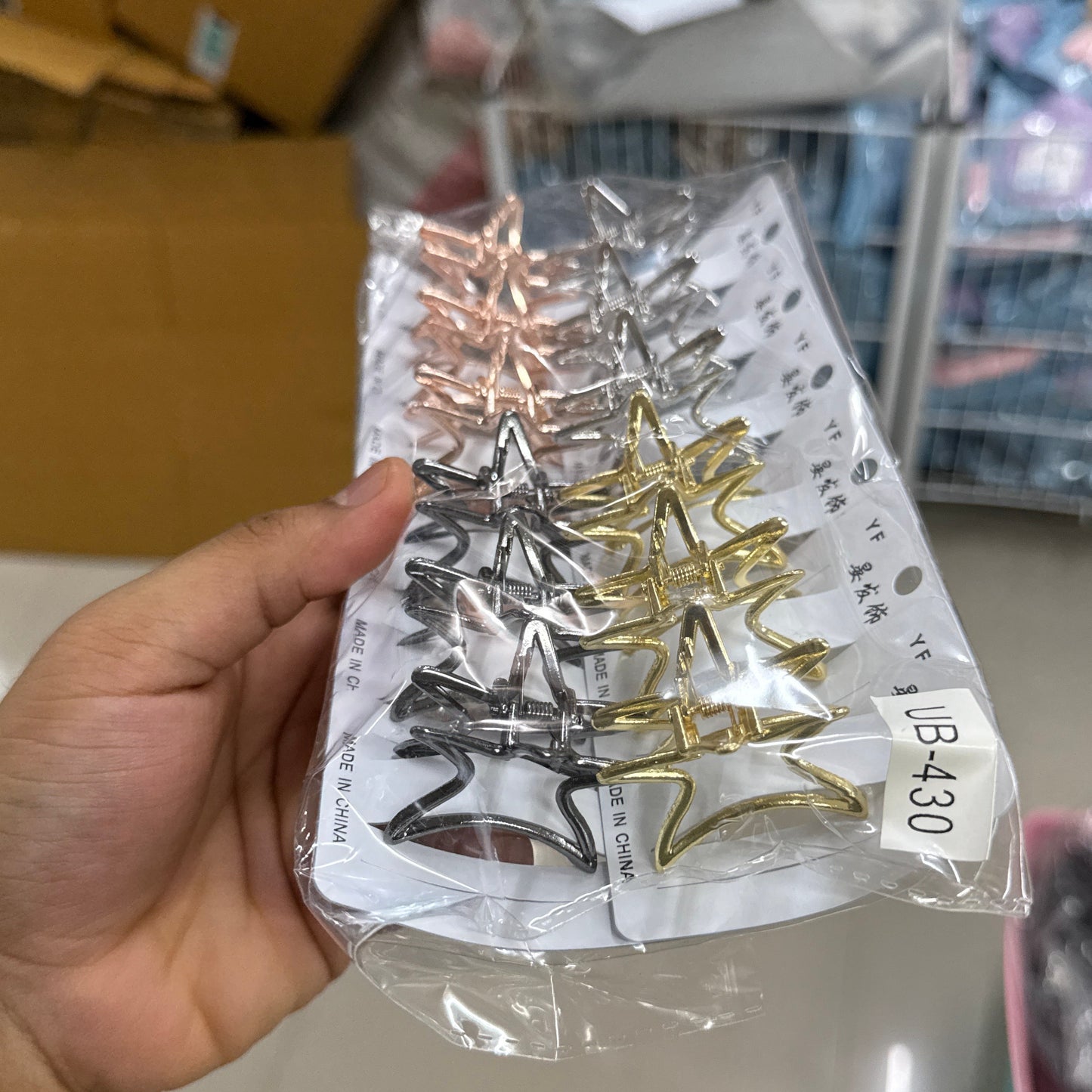 Metal Star Mini Hair Claw Clip (1Dz) - UBKWS2576