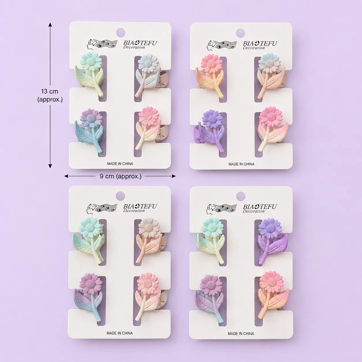 Mini Gradient flower hair claw card (1Dz) - UBKWS2876