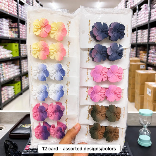 Korean flower matt hair claws (1Dz) - UBKWS2972