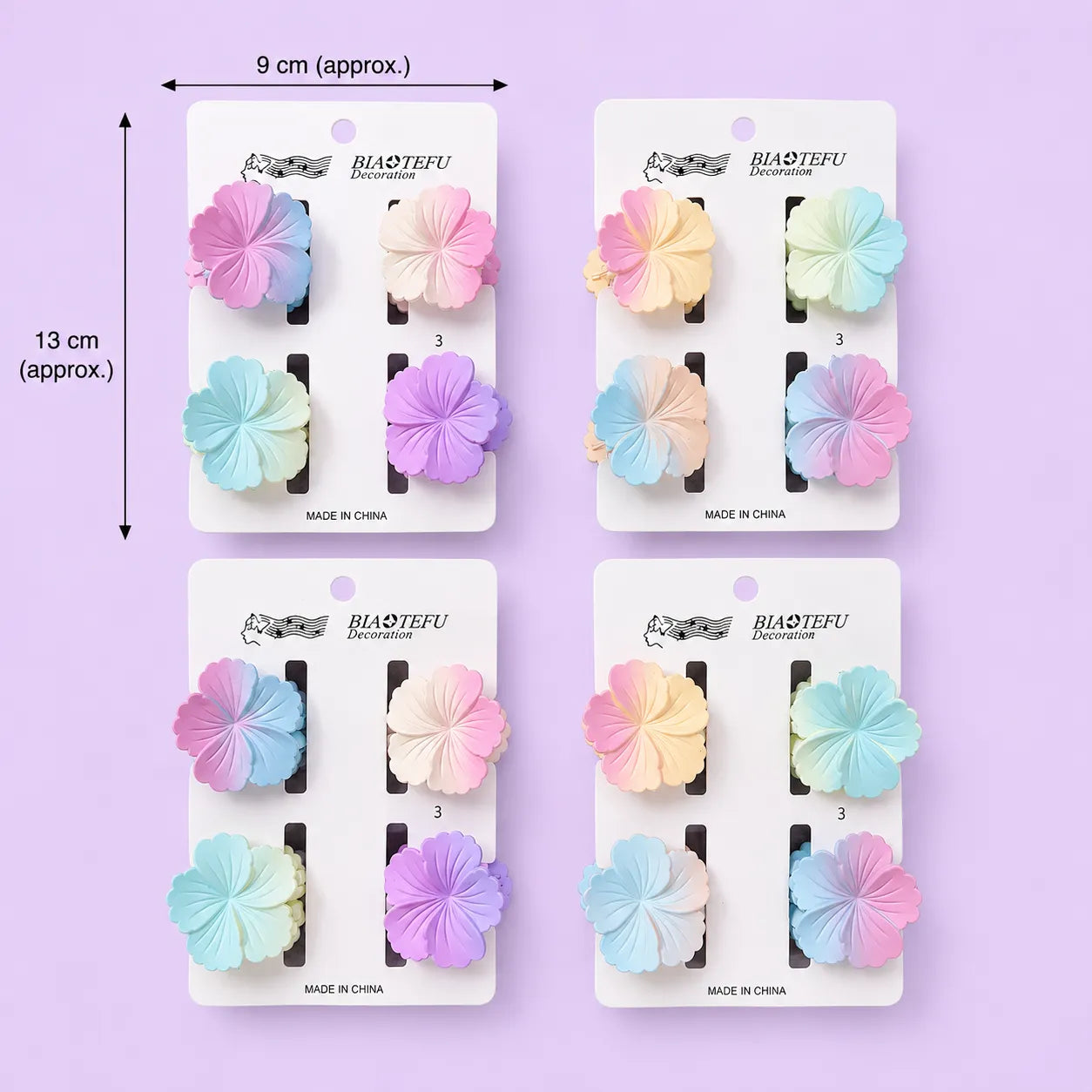Mini Gradient hibiscus hair claw card (1Dz) - UBKWS2958