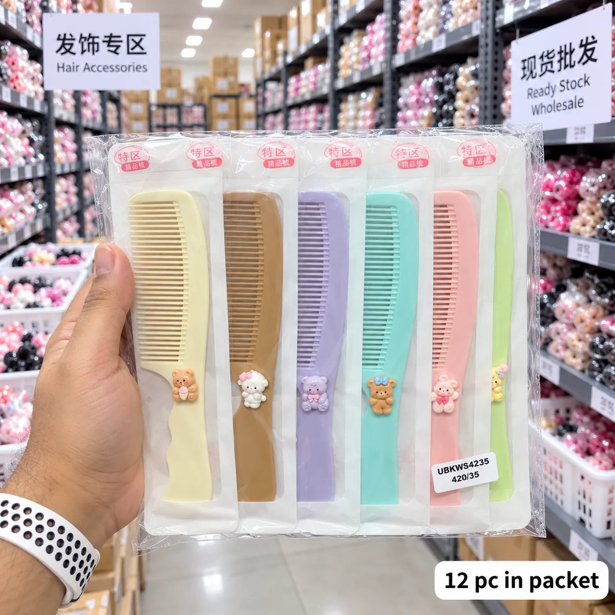 Miniature pastel hair comb (1Dz) - UBKWS4235