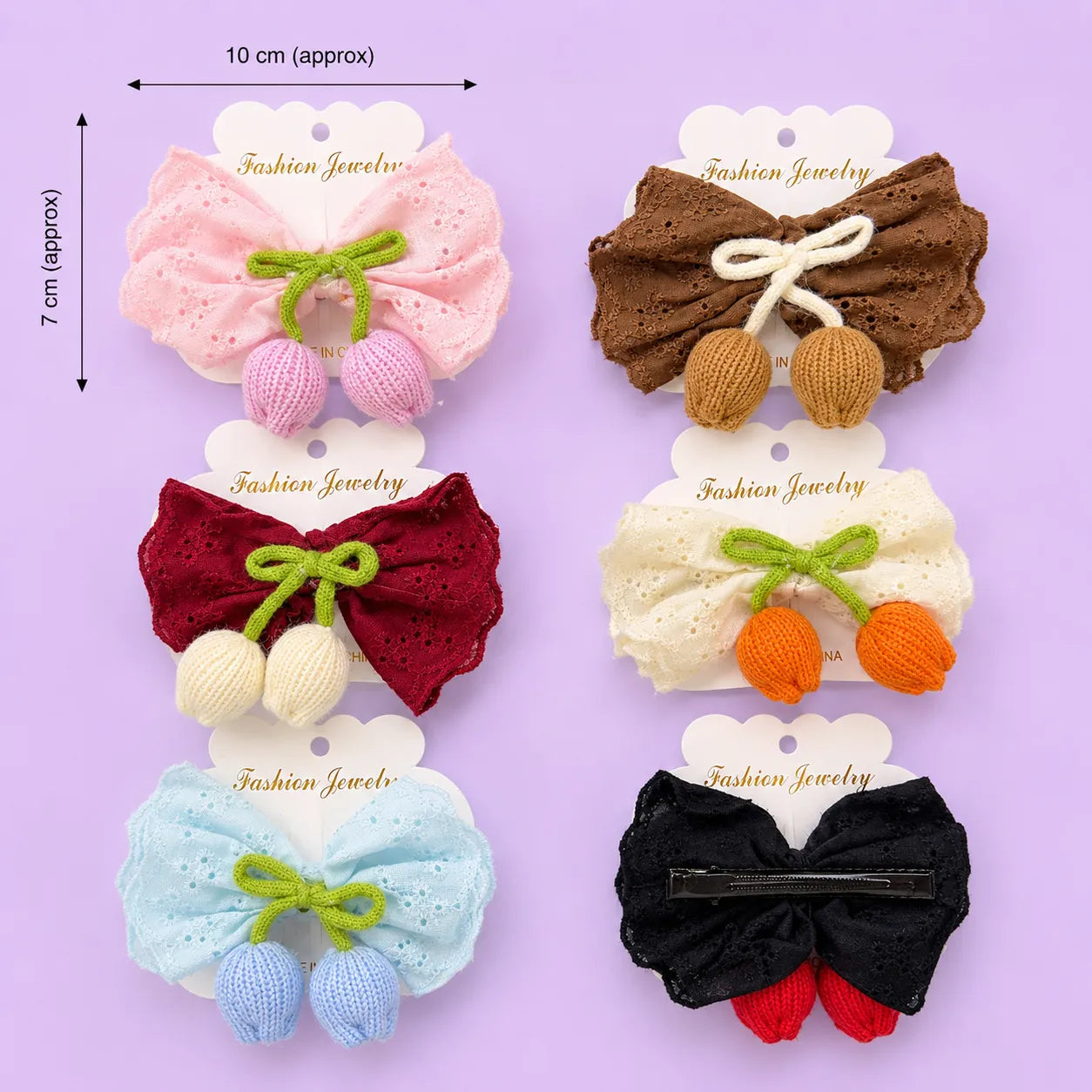 Korean crochet hair bow alligator pin (1Dz) - UBKWS4217