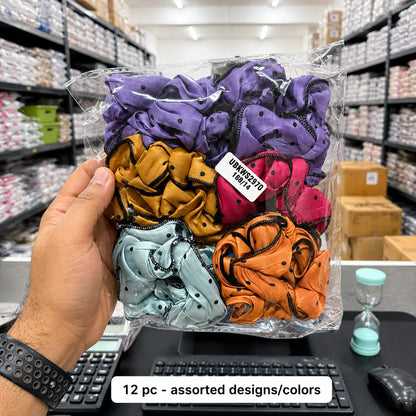 Polka mesh Hair scrunchies (1Dz) - UBKWS2970