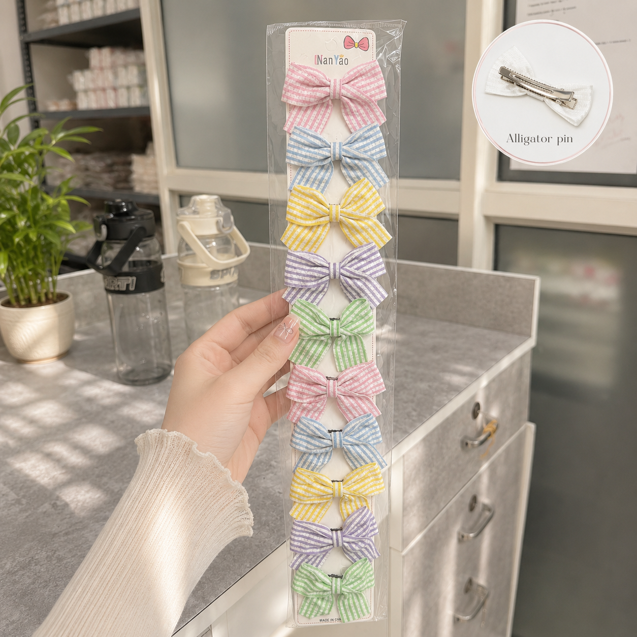 Printed hair bow (10 Pcs) - UBKWS2907