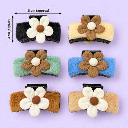 Floral Fuzzy Hair Claw Clip (1Dz) – UBKWS4287