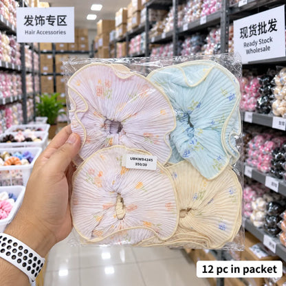 Korean printed hair scrunchies  (1Dz) - UBKWS4245