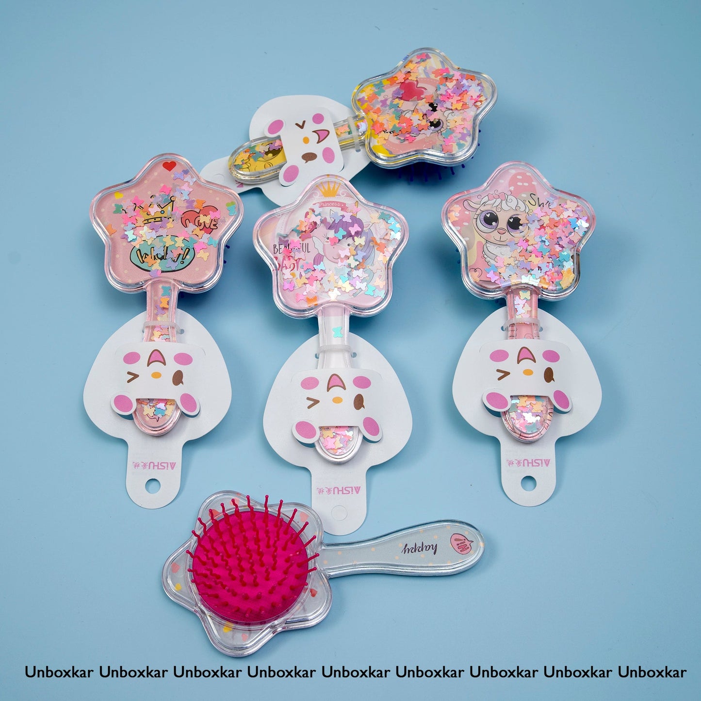 Star Glitter mini Hair Brush (Pack of 12)  - UBKWS539